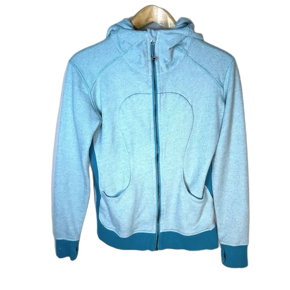 Lululemon On The Daily Women's Turquoise Blue Full Zipper Hooded Jacket Size 8
